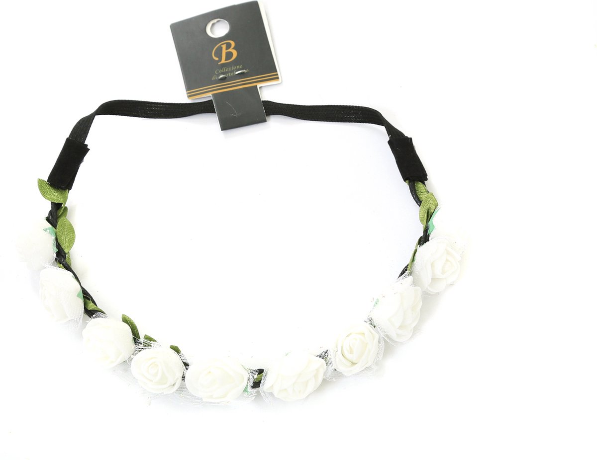 Haarbandje roosjes wit  | flower power